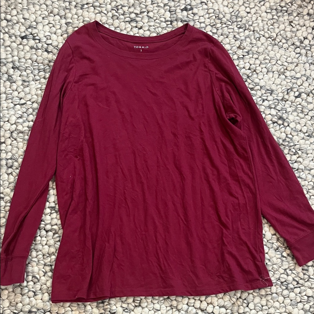 Torrid Rich Burgundy Long Sleeve Tee
